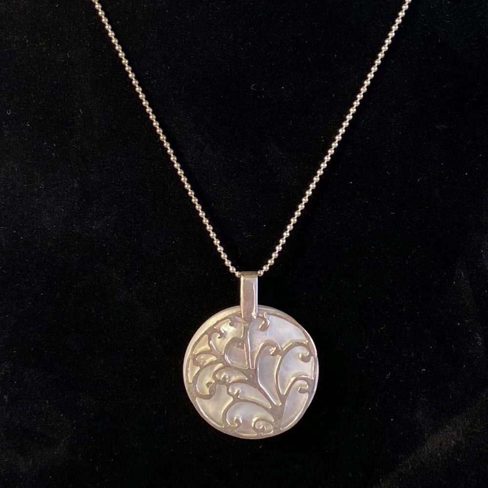 Sterling & Lucite Tree of Life Pendant Necklace